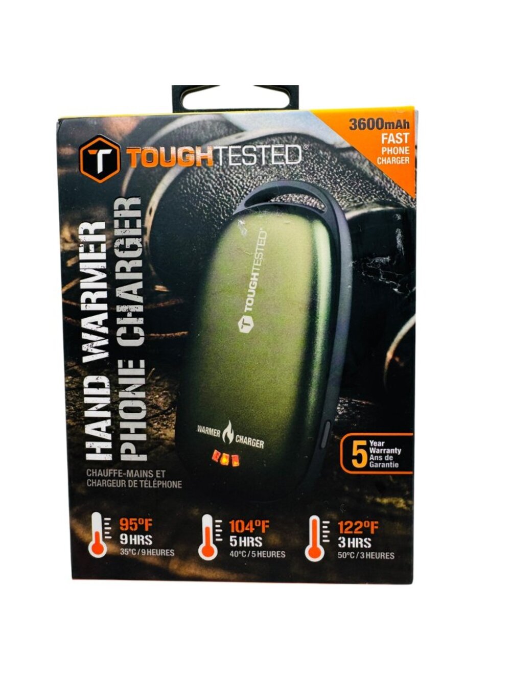 Tough Tested 3600mAh Hand Warmer Phone Charger Green